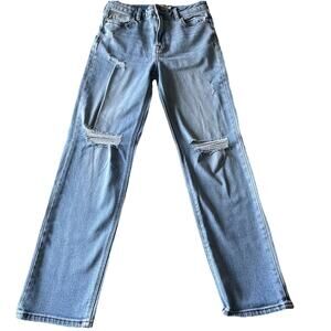 Hidden Los Angeles Mom Jeans Distressed Blue Stretch Grunge Edgy Capsule Size 28